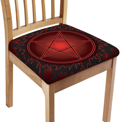 Black And Red Satanic Pentagram Print Chair Cushion Cover