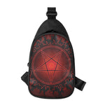 Black And Red Satanic Pentagram Print Chest Bag