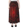 Black And Red Satanic Pentagram Print Chiffon Maxi Skirt