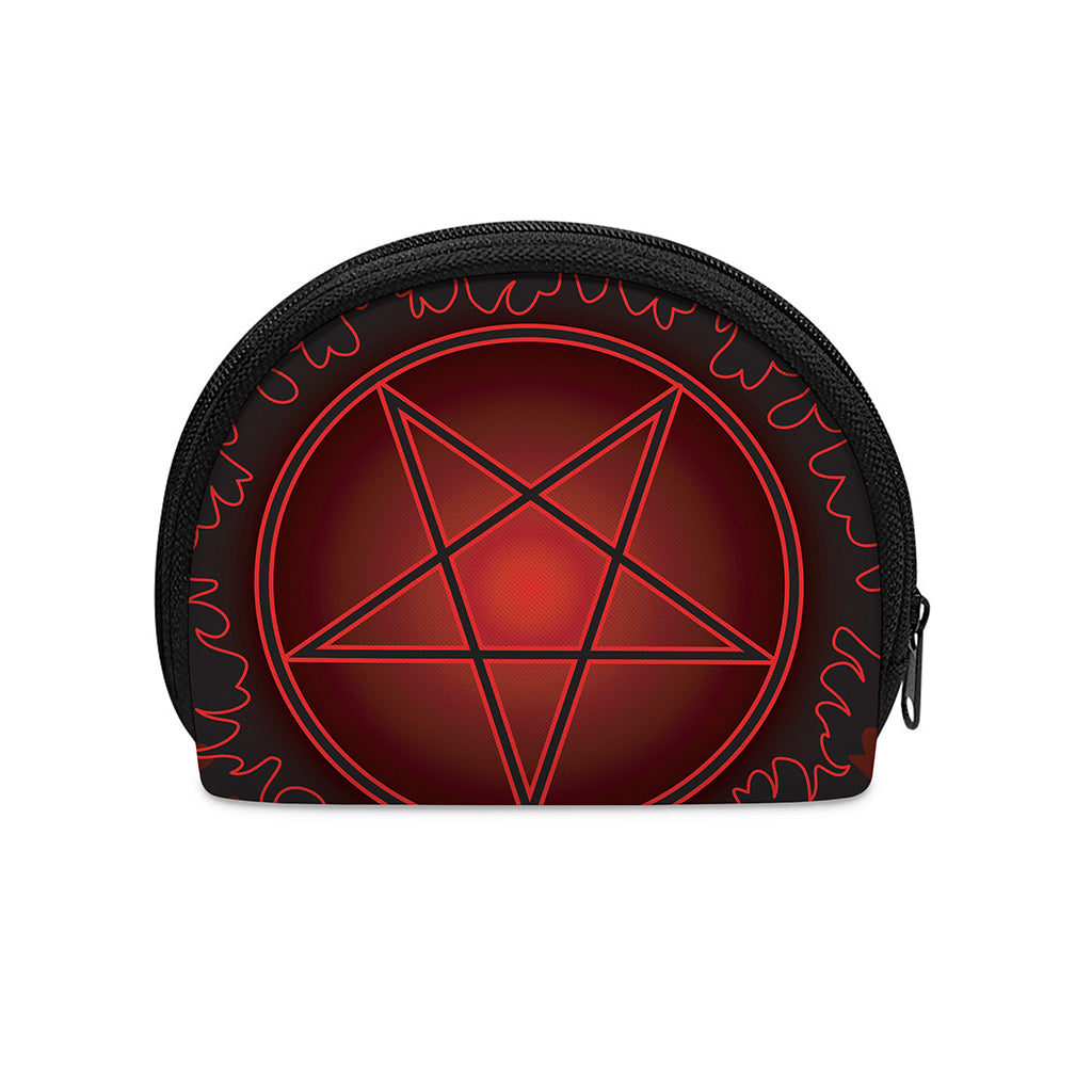 Black And Red Satanic Pentagram Print Coin Purse