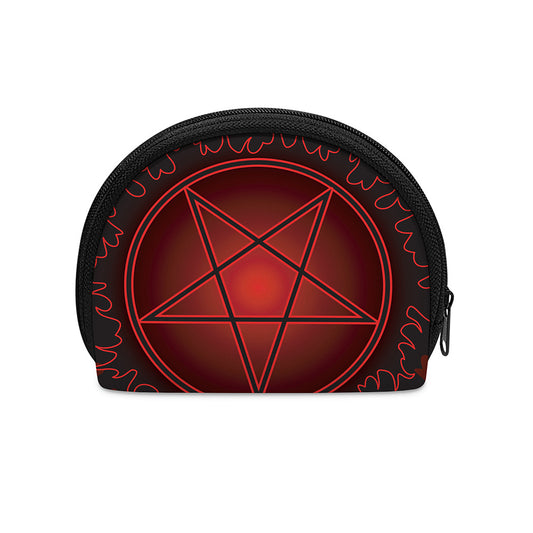 Black And Red Satanic Pentagram Print Coin Purse