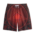 Black And Red Satanic Pentagram Print Cotton Shorts