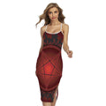 Black And Red Satanic Pentagram Print Cross Back Cami Dress