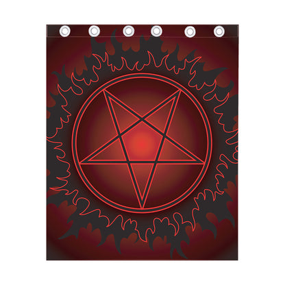 Black And Red Satanic Pentagram Print Curtain