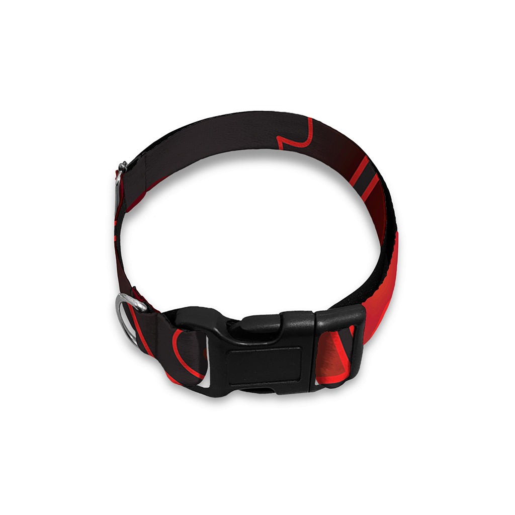 Black And Red Satanic Pentagram Print Dog Collar