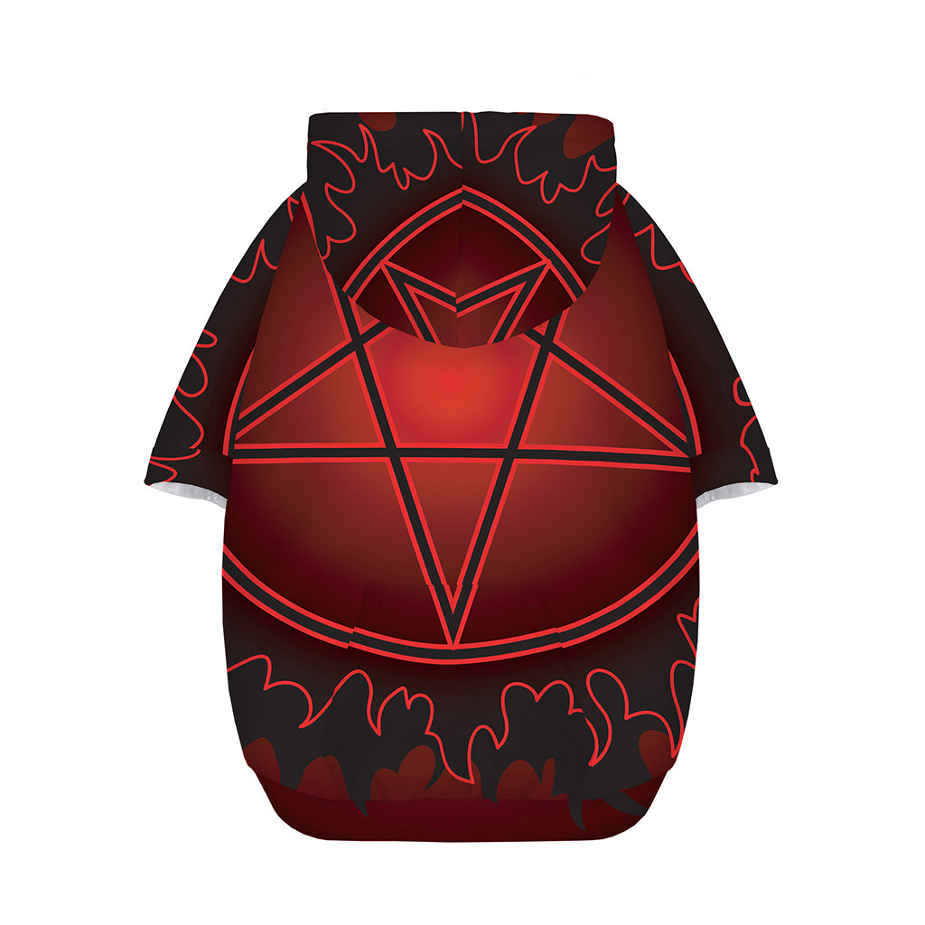 Black And Red Satanic Pentagram Print Dog Zip Up Hoodie