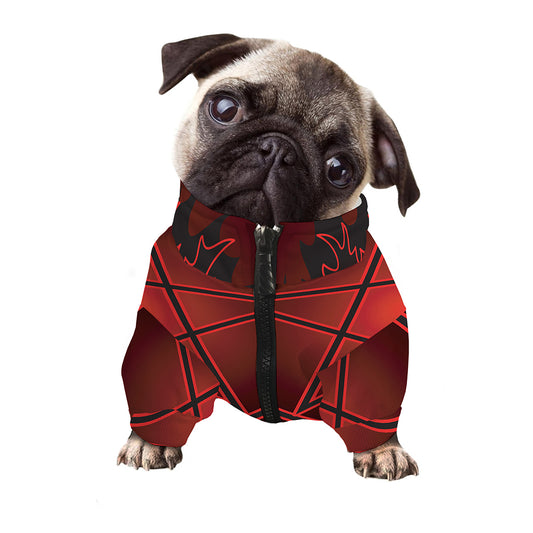 Black And Red Satanic Pentagram Print Dog Zip Up Jacket