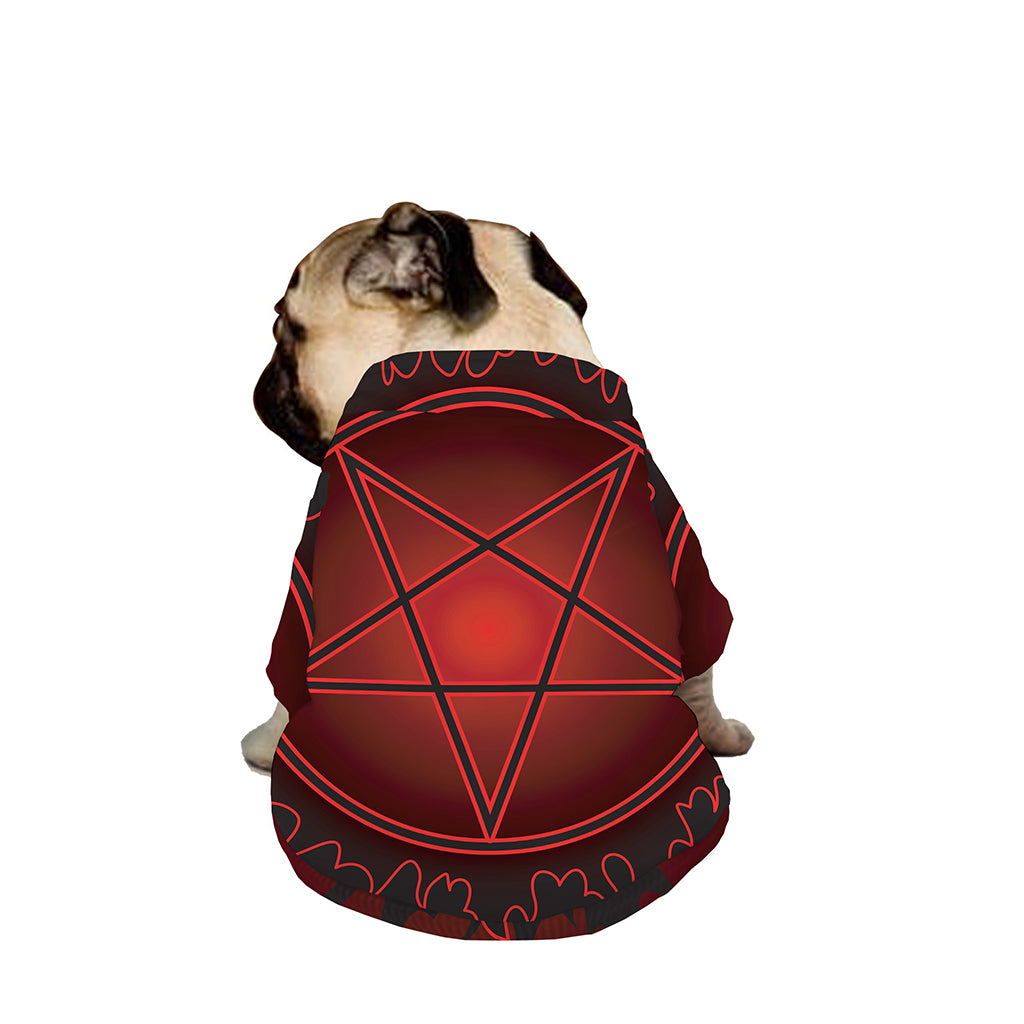 Black And Red Satanic Pentagram Print Dog Zip Up Jacket