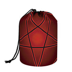 Black And Red Satanic Pentagram Print Drawstring Makeup Bag