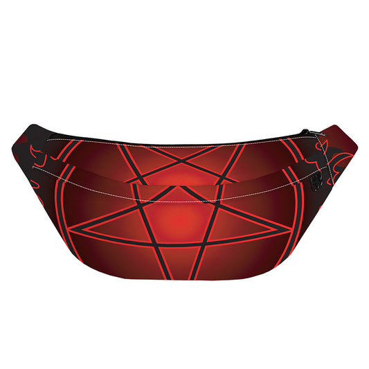 Black And Red Satanic Pentagram Print Fanny Pack