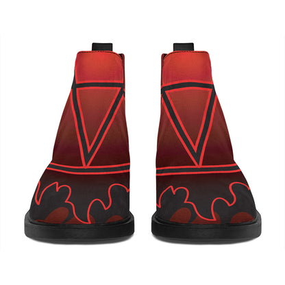 Black And Red Satanic Pentagram Print Flat Ankle Boots