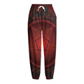 Black And Red Satanic Pentagram Print Fleece Lined Knit Pants