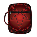 Black And Red Satanic Pentagram Print Front Pocket Bible Bag