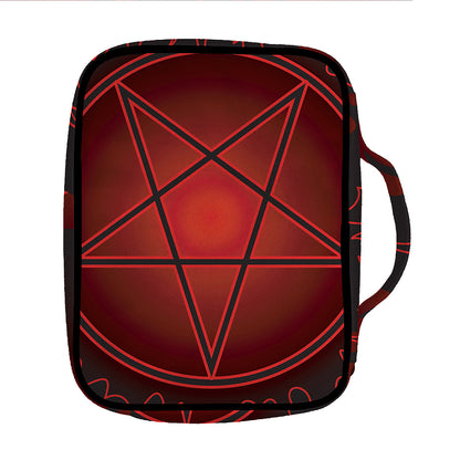 Black And Red Satanic Pentagram Print Front Pocket Bible Bag