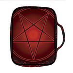 Black And Red Satanic Pentagram Print Front Pocket Bible Bag