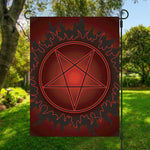 Black And Red Satanic Pentagram Print Garden Flag