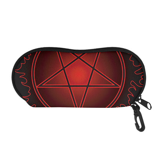 Black And Red Satanic Pentagram Print Glasses Case