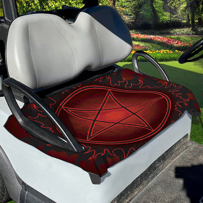 Black And Red Satanic Pentagram Print Golf Cart Seat Cover