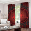 Black And Red Satanic Pentagram Print Grommet Curtains