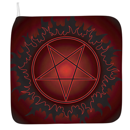 Black And Red Satanic Pentagram Print Hand Towel