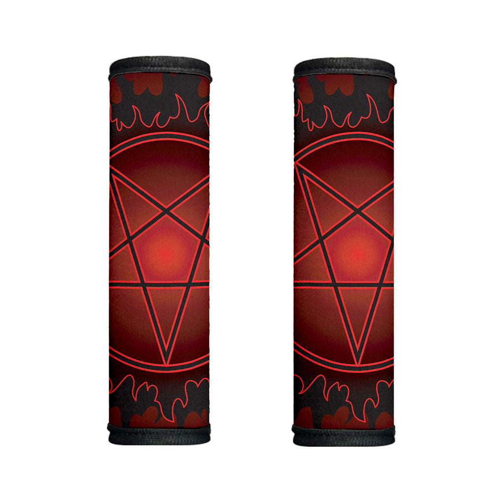 Black And Red Satanic Pentagram Print Handle Covers