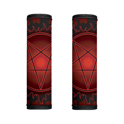 Black And Red Satanic Pentagram Print Handle Covers