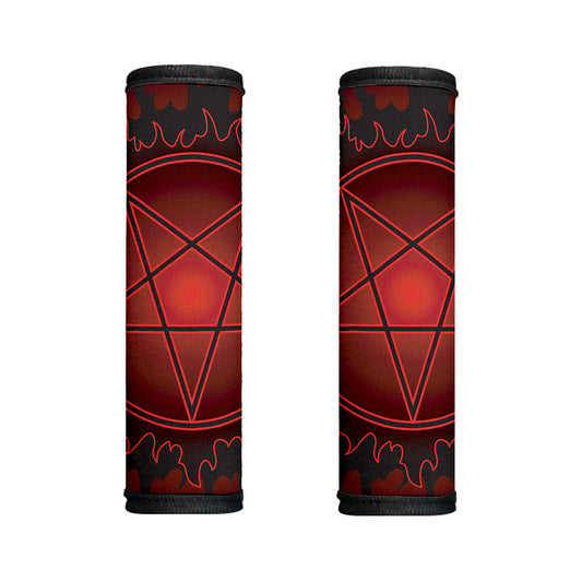Black And Red Satanic Pentagram Print Handle Covers