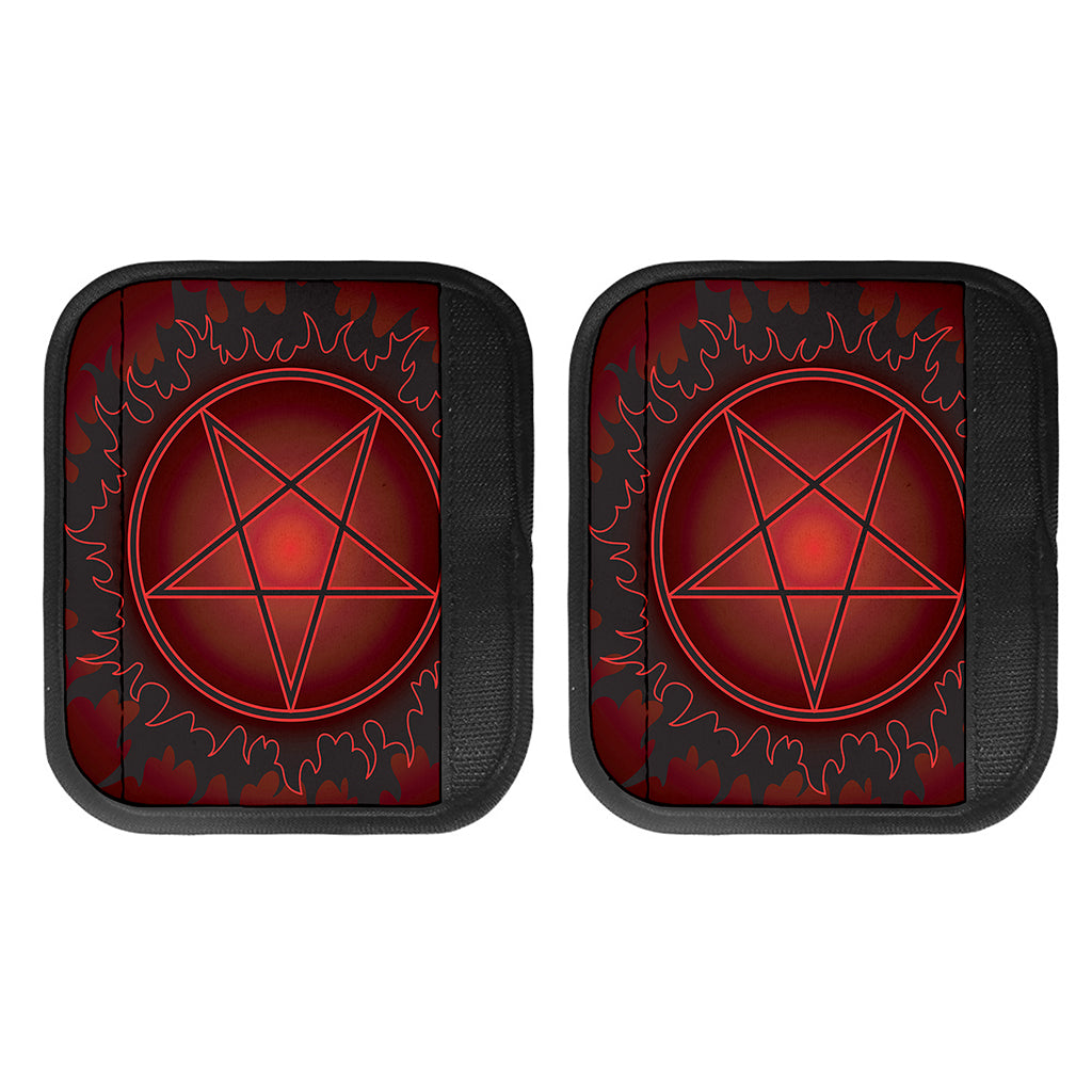 Black And Red Satanic Pentagram Print Handle Covers