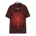 Black And Red Satanic Pentagram Print Hawaiian Shirt