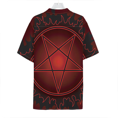 Black And Red Satanic Pentagram Print Hawaiian Shirt
