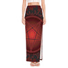 Black And Red Satanic Pentagram Print High Slit Maxi Skirt