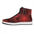 Black And Red Satanic Pentagram Print High Top Leather Sneakers