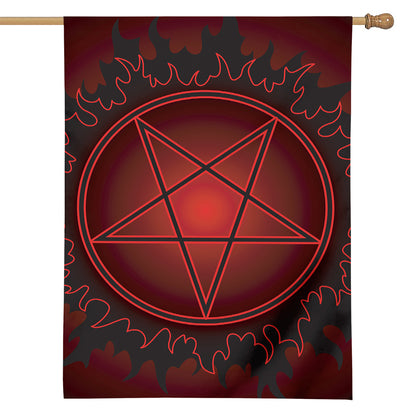 Black And Red Satanic Pentagram Print House Flag