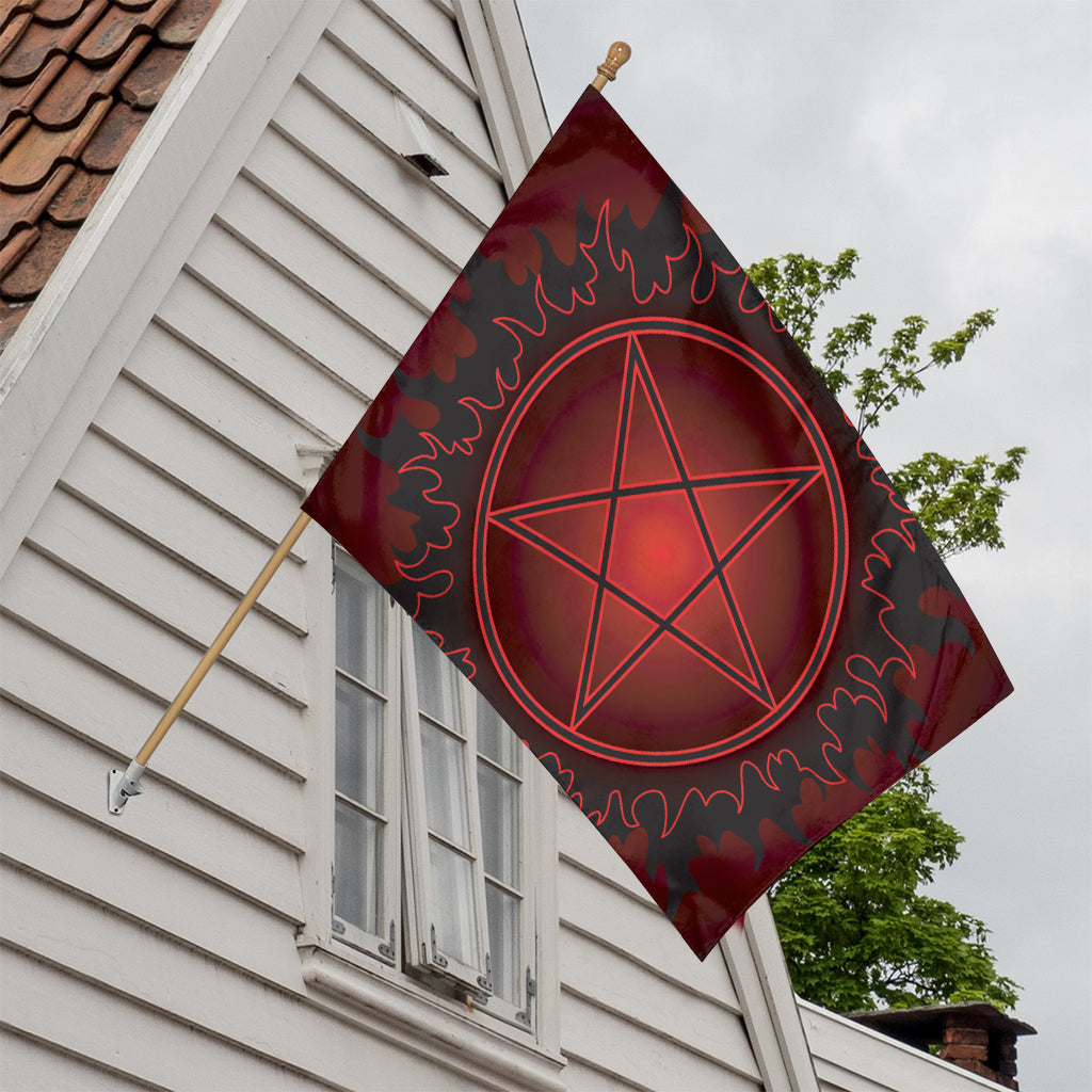 Black And Red Satanic Pentagram Print House Flag