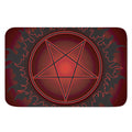 Black And Red Satanic Pentagram Print Indoor Door Mat
