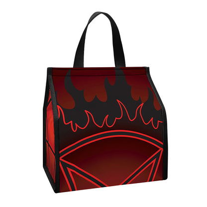 Black And Red Satanic Pentagram Print Insulated Lunch Tote