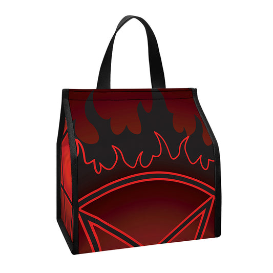 Black And Red Satanic Pentagram Print Insulated Lunch Tote
