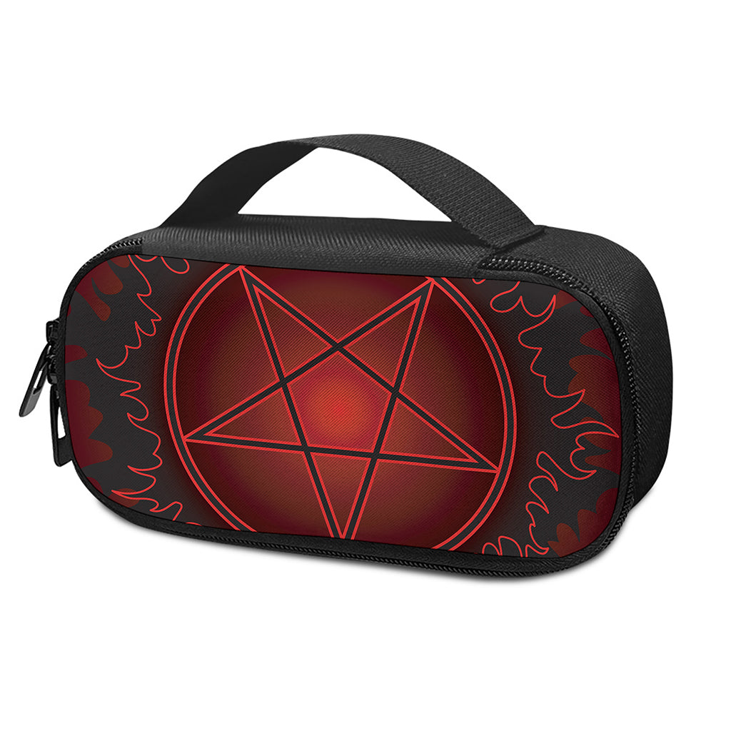 Black And Red Satanic Pentagram Print Insulin Cooler Travel Case