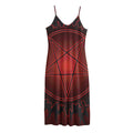 Black And Red Satanic Pentagram Print Jersey Midi Cami Dress