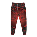 Black And Red Satanic Pentagram Print Jogger Pants