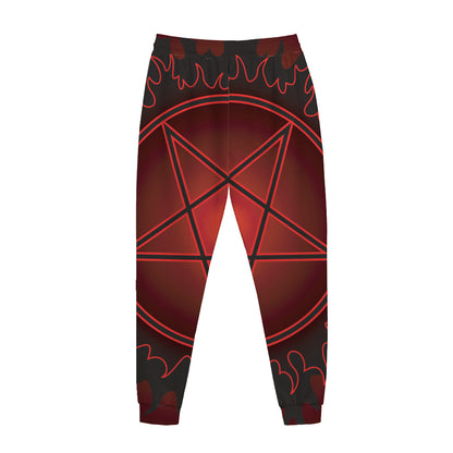 Black And Red Satanic Pentagram Print Jogger Pants