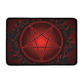 Black And Red Satanic Pentagram Print Kitchen Mat
