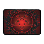 Black And Red Satanic Pentagram Print Kitchen Mat