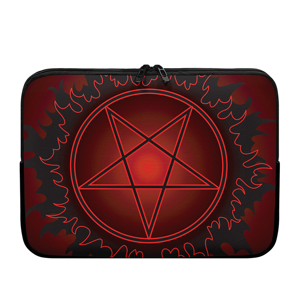 Black And Red Satanic Pentagram Print Laptop Sleeve