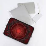 Black And Red Satanic Pentagram Print Laptop Sleeve