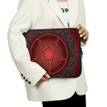 Black And Red Satanic Pentagram Print Laptop Sleeve