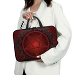 Black And Red Satanic Pentagram Print Laptop Sleeve With Handle
