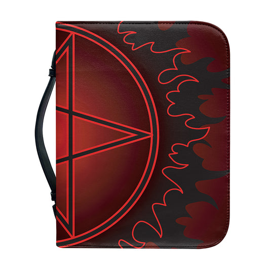 Black And Red Satanic Pentagram Print Leather Bible Cover