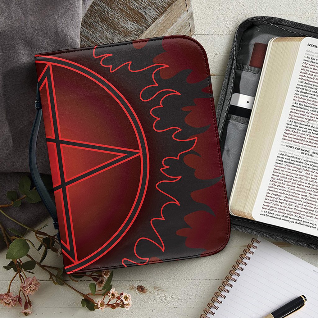 Black And Red Satanic Pentagram Print Leather Bible Cover