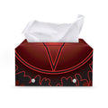 Black And Red Satanic Pentagram Print Leather Tissue Box Cover